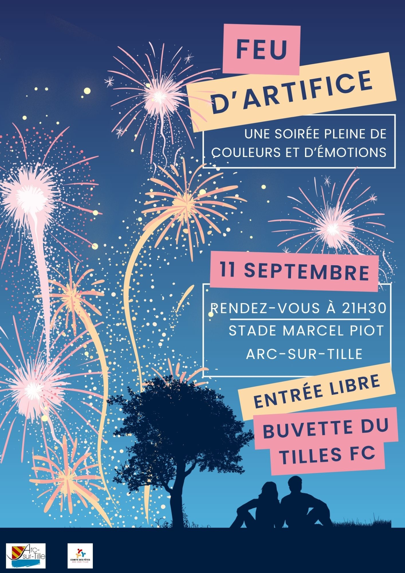 feu d'artifice le 11 septembre 21h30, buvette sur place
