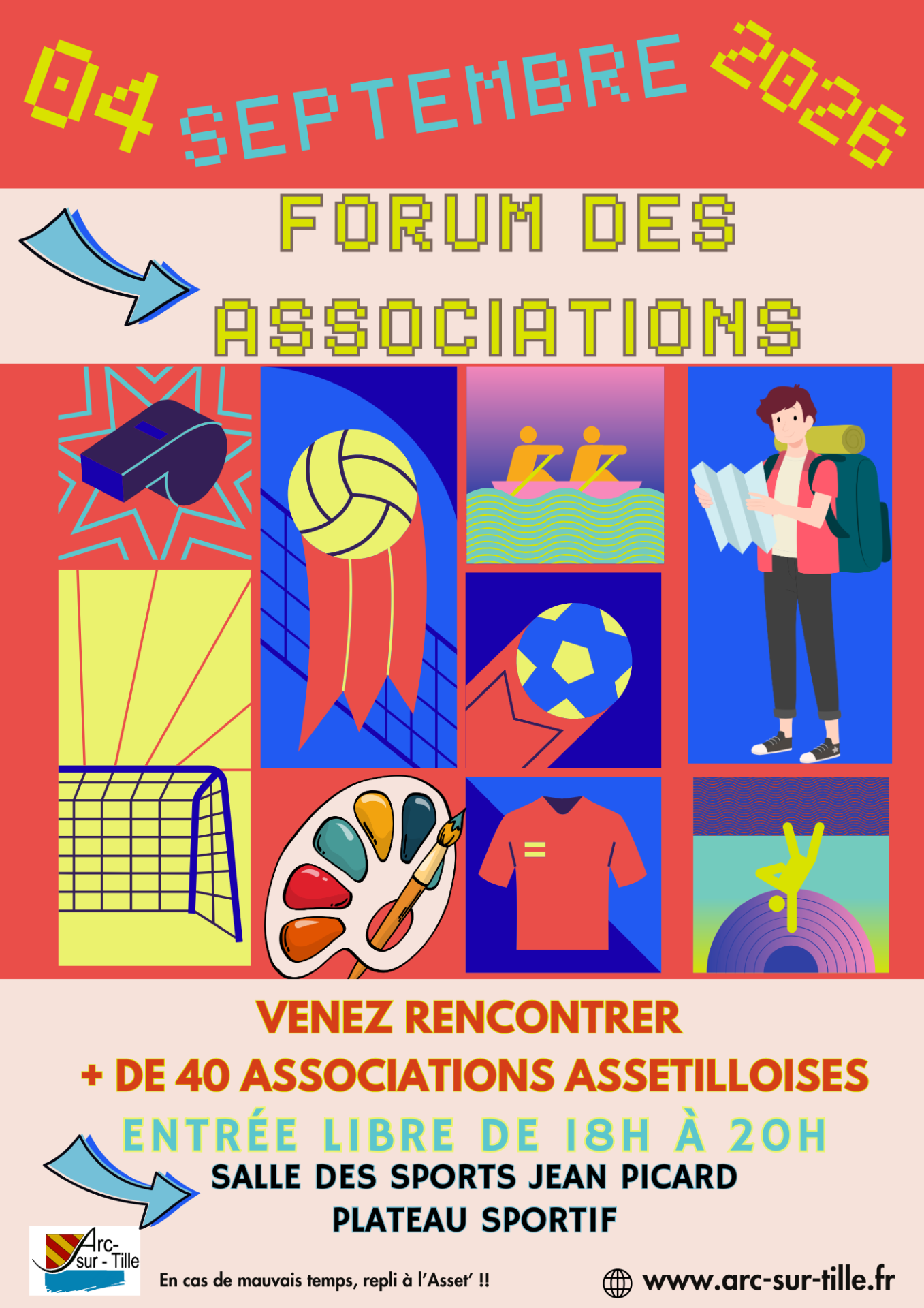 affiche forum des Assos le 4 septembre de 18h à 20h salle des sports Jean picard